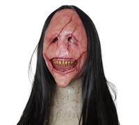 Genérico Halloween Horror Toothed Devil | Latex, 25x18cm, Style | Long Hair Scary For Adult Costume Party | Creepy Face Ḿask For Cosplay & Haunted House