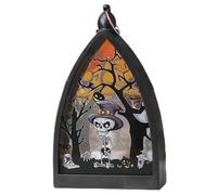 Genérico Halloween Lamp, LED Lantern Tabletop Decor, Adorable Haunted Light Centerpiece for Indoor Outdoor Home Party Decorations Desk Fireplace Porch Garden Shelf, 3.7x1.97x6.38 inches