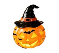 Genérico Halloween Light Up Pumpkin Decorations - Witch Hat Figurine, USB Resin Table Lantern, Glowing Seasonal Display Accent, Hand Painted Desktop Ornament | Autumn Luminary for Families & Hosts