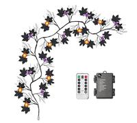Genérico Halloween Lights, Halloween Garland, Orange Pumpkin Bat, 70.87 Inches 8 Modes Battery Operated, Waterproof Decorations for Indoor, Outdoor, Living Room, Window, Mantle, Balcony, Home Decor