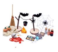 Genérico Halloween Miniature Scene - ABS 27 Pieces | ABS Collectible Miniature Set | Pumpkin Skull Bat Figurines Halloween Decor Kit | DIY Desktop Halļoween Decor Set Kit