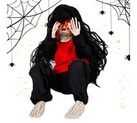 Genérico Halloween Prop Sound Activated Crying - Skeleton with Long Hair