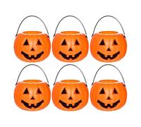 Genérico Halloween Pumpkin Bucket - 6X Candy Pail Holder, Festive Pumpkin Candy Basket, Trick Or Treat Cauldron Holder | Storage Jars For Holiday, Fall, Festival, Events, School, Outdoor Gathering