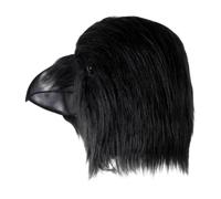 Genérico Halloween Rabenkopf Maske | Realistisches Latex mit Haar | Realistische Rabenvogel-Maske aus Latex mit Haar - atmungsaktive Kopfbedeckung für Halloween, Cosplay und Bühnenauftritte.