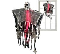 Generico Halloween Skeleton Ghost, Lighted Floating Hanging Prop, 31.5x24.02 Inches, Glowing Eyes Feature, Haunting Fabric Wings, Spooky Decorative Ornament for Yard Wall Garden Courtyard Party Use