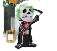 Genérico Halloween Skeleton, Posable Skeleton Figure, 6.3x5.51x12.2 Inches, Compact Yet Glowing Eyes & Sound Effects, Spooky Decoration for Haunted House, Indoor, Home, Desk, Festival and Party
