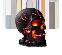 Genérico Halloween Skull Lamp, Flame Effect Desk Light, Gothic Home Accent for Spooky Party Decor, Perfect for Living Room, Table, Shelf, Fireplace, Holiday Display, and Indoor or Outdoor Use