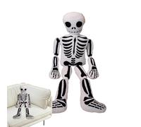 Genérico Halloween Skull Plush - 15.75 Inch Soft Stuffed Animal for Holiday, Cozy Throw Pillow with Decorative Function, Plush Toy for Bedroom, Living Room, Office, Black White, Present Packaging