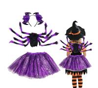 Genérico Halloween Spider Costume Set, Girls Tutu Dress-Up Outfit with Headband, Holiday Themed Apparel for Festive Events, Best Playful Attire Teens Children Students Preschoolers Aged 2-15
