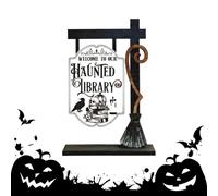Genérico Halloween Table Centerpieces, Wooden Rustic Decorations, 15cm/5.9inches Broom Design, Display, Farmhouse Style, 1 Piece, Brown Party and Home Decoration Wood