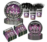 Genérico Halloween Tableware Set - Dark Retro Event Dinnerware Kit