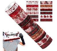 Genérico Halloween Tape Roll, Transparent Bloody Sticker, Adhesive Decorative Strip, 16.4Ft, Clear Red, Strong Grip Backing for Scrapbook, Wall, Glass, Laptop, Party Decor, Paper Crafts