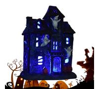 Genérico Halloween Village, Haunted House, Light-Up Decor, Black and Brown Color, Spooky Holiday Accent for Kitchen, Living Room, Fireplace, Desk, Table, Bedroom, Dorm Room, Shop Display