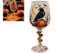 Genérico Halloween Wine Glass Collection Gift Box Set, 3D Working Witch Hand-Painted Artisan Goblet, Festive Party Glassware with Spooky Pumpkin,Skeleton,Raven,Ghost,Black Cats and Witch Designs