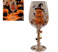 Genérico Halloween Wine Glass Collection Gift Box Set, 3D Working Witch Hand-Painted Artisan Goblet, Festive Party Glassware with Spooky Pumpkin,Skeleton,Raven,Ghost,Black Cats and Witch Designs