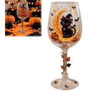 Genérico Halloween Wine Glass Collection Gift Box Set, 3D Working Witch Hand-Painted Artisan Goblet, Festive Party Glassware with Spooky Pumpkin,Skeleton,Raven,Ghost,Black Cats and Witch Designs