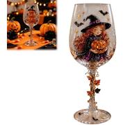 Genérico Halloween Wine Glass Collection Gift Box Set, 3D Working Witch Hand-Painted Artisan Goblet, Festive Party Glassware with Spooky Pumpkin,Skeleton,Raven,Ghost,Black Cats and Witch Designs