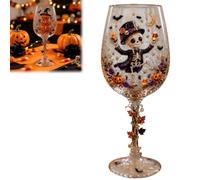 Genérico Halloween Wine Glass Collection Gift Box Set, 3D Working Witch Hand-Painted Artisan Goblet, Festive Party Glassware with Spooky Pumpkin,Skeleton,Raven,Ghost,Black Cats and Witch Designs