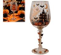 Genérico Halloween Wine Glass Collection Gift Box Set, 3D Working Witch Hand-Painted Artisan Goblet, Festive Party Glassware with Spooky Pumpkin,Skeleton,Raven,Ghost,Black Cats and Witch Designs