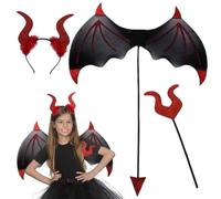 Genérico Halloween Wings Costumes Horns Headband Fork Angel Set Darkness | Halloween Party Costumes Cosplay Props Dress Up Accessories Role Playing Fancy Dress Unisex for Women Men Masquerade