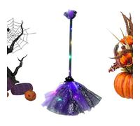 Genérico Halloween Witch Broom - Handheld With LED Light, Halloween Party Witch Costume Broom, For Party Haunted House Graveyard Escape Room Stage Girls Teens Students Adults