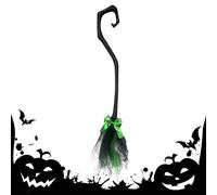 Generico Halloween Witch Broom with Ribbon Accent | 34 inch Costume Prop Accessory | Violet Orange Green Rose Red Styles | Kids Adults Party Role Play Decor
