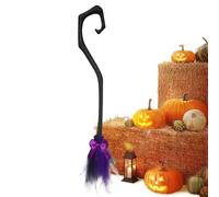 Generico Halloween Witch Broom with Ribbon Accent | 34 inch Costume Prop Accessory | Violet Orange Green Rose Red Styles | Kids Adults Party Role Play Decor