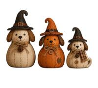 Genérico Halloween Witch Dog Statue 20cm Resin Spooky Cute Figurine Set
