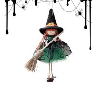 Genérico Halloween Witch Doll - Hangable Creepy Mesh Broom Ornament, Scary Girl Angel Bell Pendant Figurine | Collectible Decoration For Holiday Party Window Garden Patio Outdoor Haunted House Wall