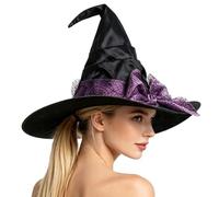 Genérico Halloween Witch Hat - Gothic Mesh | Wide Brim Costume Cap | Women Witch Hats for Festival Party Masquerade Carnival Lightweight 68g Sheer Cloth Netting, 17x14 Inch Headdress, for Cospla