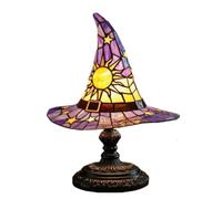 Genérico Halloween Witch Lamp - Resin USB Powered LED Gothic Witch Hat Light, 7x4.3x3.1inch Stained Decorative Table Lamp for Bookshelf Mantelpiece Windowsill Family Gathering Display