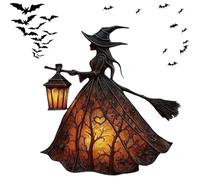 Genérico Halloween Witch Lamp, Stained Gothic Witch Hat LED Night Light, Spooky Decorative Standing Night Light, Witc Figurine Lights for Home Shelf, Mantels, Indoor, Tabletop, Party (1Pcs)