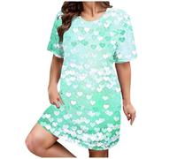 Genérico Halloween Women S Pajamas Pijama Mujer Entretiempo Plus Size Casual Sleep Dress Women S Plus Heart Print Short Sleeve Round Neck Medium Stretch Loose Pijama Mujer Talla M Green XXXXL