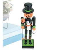 Generico Halloween Wooden Nutcracker - Holiday Decor Skeleton Pumpkin Nutcracker - Decorative Accessories Goody Bag Fillers Halloween Tabletop Decoration for Window Mantelpiece Fireplace Home Display