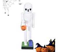 Generico Halloween Wooden Nutcracker - Holiday Decor Skeleton Pumpkin Nutcracker - Decorative Accessories Goody Bag Fillers Halloween Tabletop Decoration for Window Mantelpiece Fireplace Home Display