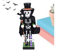 Generico Halloween Wooden Nutcracker - Holiday Decor Skeleton Pumpkin Nutcracker - Decorative Accessories Goody Bag Fillers Halloween Tabletop Decoration for Window Mantelpiece Fireplace Home Display
