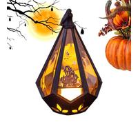 Generico Halween Lantern Decor - Castle de 9 pulgadas Witch Spooky Light para césped, camino con iluminación a pilas, para niños para decoración de fiestas, negro, caja de regalo