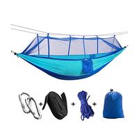 Genérico Hamaca para Exteriores, Columpio para Acampar, Nailon De Paracaídas 210t, Hamaca Portátil para Niños, Red Resistente Al Desgarro De Alta Resistencia (Blue Deep Blue)