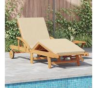 Genérico - Hamaca para jardín, 200 x 67 x 84 cm, madera de acacia maciza, con reposapiés ajustable, moderno exterior beige, respaldo reclinable y relleno de espuma
