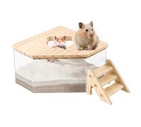 Generico Hamster Bath Sand Container - Pet Cage Clear Box Hamsters Sand Bathtub | Small Animals Toilet Gerbil Bathroom with Ladder for Bedroom, Living Room