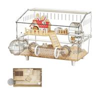 Genérico Hamster Cage Large | 2-Layer Clear Chinchilla House,Hamster Habitat - for Home Animal Observation Guinea Small Pet Indoor Outdoor Travel
