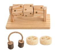 Genérico Hamster Chew Toys - Foraging Puzzle | 4-Piece Wood & Loofah Set | Rotating Treat Cubes, Textured Cord, Durable Bars for Boredom Relief, for Indoor Small Pet Habitat Cages