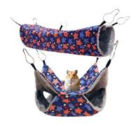 Genérico Hamster Hammock - 2 Pieces Cozy Squirrel-Style Bed for Tiny Breed Pets, Comfortable Cage Accessory for Hamsters and Small Animals with Playful Hanging Design, Blue Yellow Colored