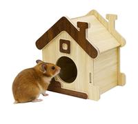 Genérico Hamster House - Natural Hut Cute Decor, Wooden Small Pet Habitat with Eco-Friendly Shelter, Gerbil Nesting Box, Chinchilla Playroom, Hedgehog Sleep Cabin for Enrichment Indoor Cage