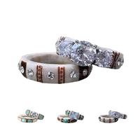 Genérico Hand Carved Antler Ring, Boho Turquoise Feather Set, One-of-a-kind Designs, Unisex, Unique Designs (Set-B,7)