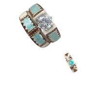 Genérico Hand Carved Antler Ring,Women Turquoise Feather Set Made From Natural Shed Antler,Unique Rustic Jewelry for Men and Women (Eagle Belt, 5-12)