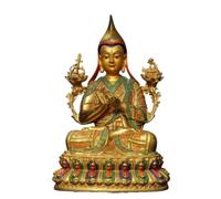 Genérico Hand-Cast Premium Gilded Copper Tsongkhapa Buddha Statue - 8.7" Antique Metal Buddhist Figurine for Home Temple Altar Meditation