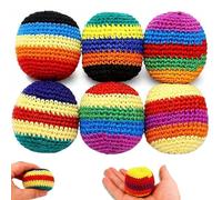 Genérico Hand-Made Knitted Footbag Sack, 2026 Upgraded Assorted Foot Bag Crochet Ball for Beginners, Multicolored Geometric Pattern, Ready-to-Use (6PCS)