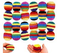 Genérico Hand-Made Knitted Footbag Sack, 2026 Upgraded Assorted Foot Bag Crochet Ball for Beginners, Multicolored Geometric Pattern, Ready-to-Use (24PCS)