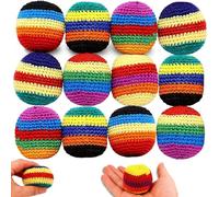 Genérico Hand-Made Knitted Footbag Sack, 2026 Upgraded Assorted Foot Bag Crochet Ball for Beginners, Multicolored Geometric Pattern, Ready-to-Use (12PCS)